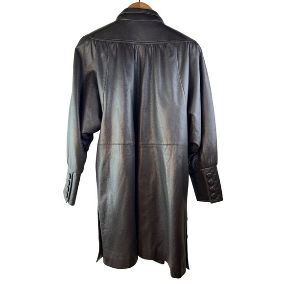 Vintage Leather Dress Black Coat - Picture 3 of 10